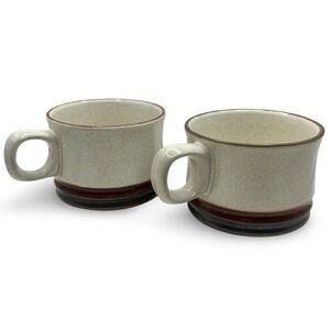 SET of TWO Denby Potter's‎ Wheel Rust Vintage 8 oz Coffee Mugs c1974 England